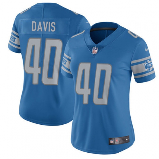 Women's Nike Detroit Lions 40 Jarrad Davis Elite Light Blue Team Color NFL Jersey