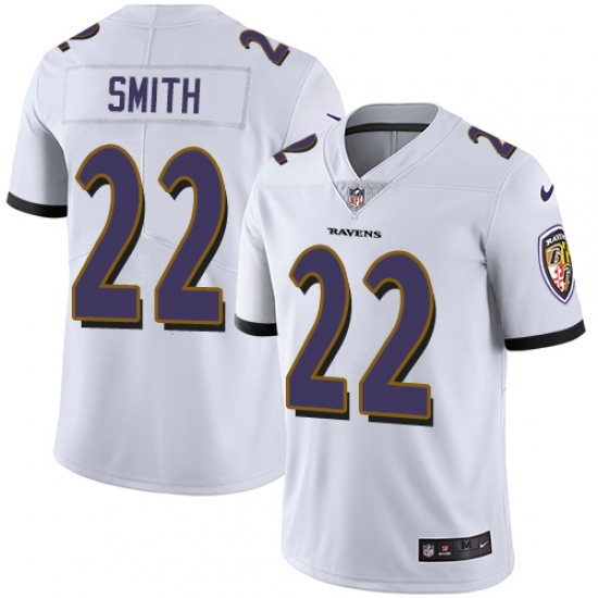 Youth Nike Baltimore Ravens 22 Jimmy Smith White Vapor Untouchable Limited Player NFL Jersey