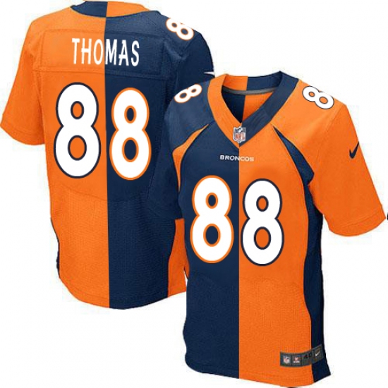 Men's Nike Denver Broncos 88 Demaryius Thomas Elite Orange/Navy Split Fashion NFL Jersey