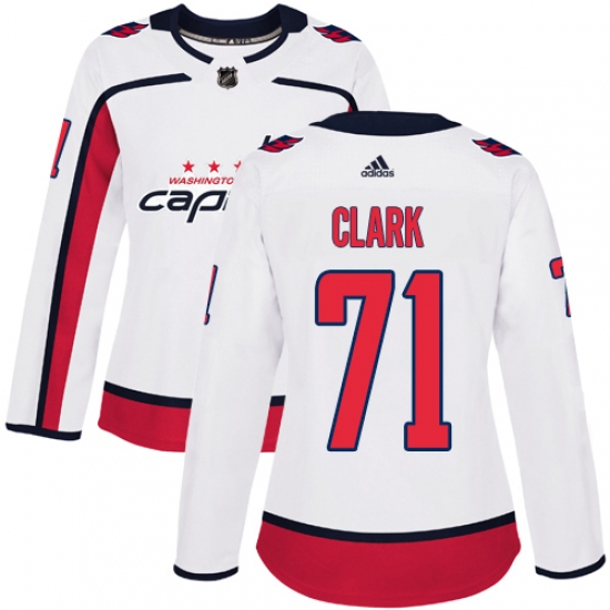 Women's Adidas Washington Capitals 71 Kody Clark Authentic White Away NHL Jersey