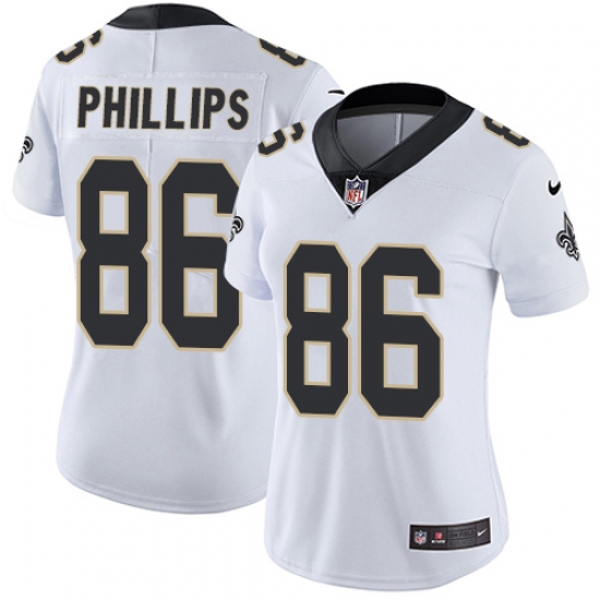 Women's Nike New Orleans Saints 86 John Phillips White Vapor Untouchable Limited Player NFL Jersey