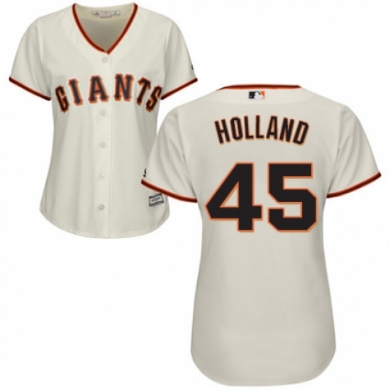Women's Majestic San Francisco Giants 45 Derek Holland Replica Cream Home Cool Base MLB Jersey