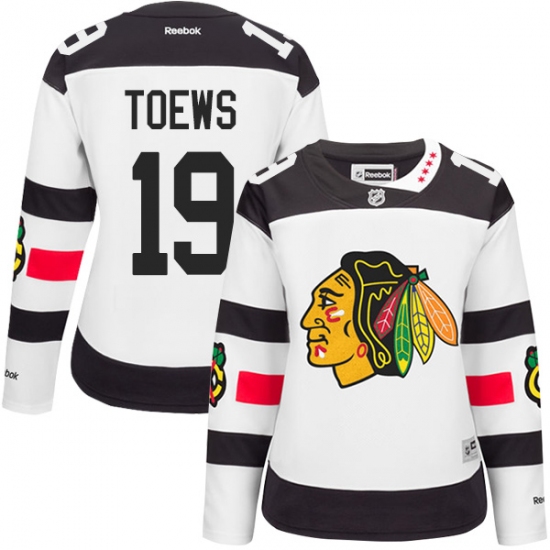Women's Reebok Chicago Blackhawks 19 Jonathan Toews Authentic White 2016 Stadium Series NHL Jersey