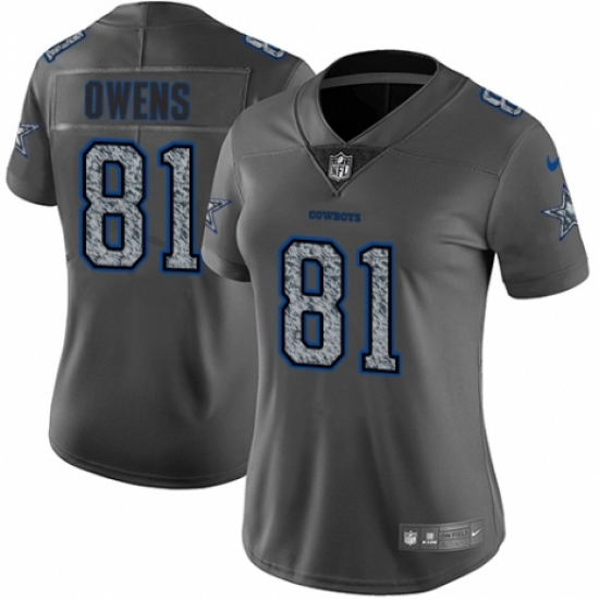 Women's Nike Dallas Cowboys 81 Terrell Owens Gray Static Vapor Untouchable Limited NFL Jersey