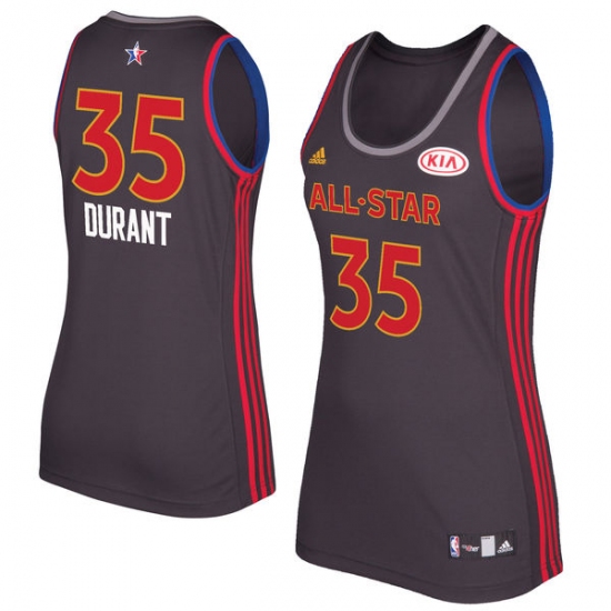Women's Adidas Golden State Warriors 35 Kevin Durant Authentic Charcoal 2017 All Star NBA Jersey