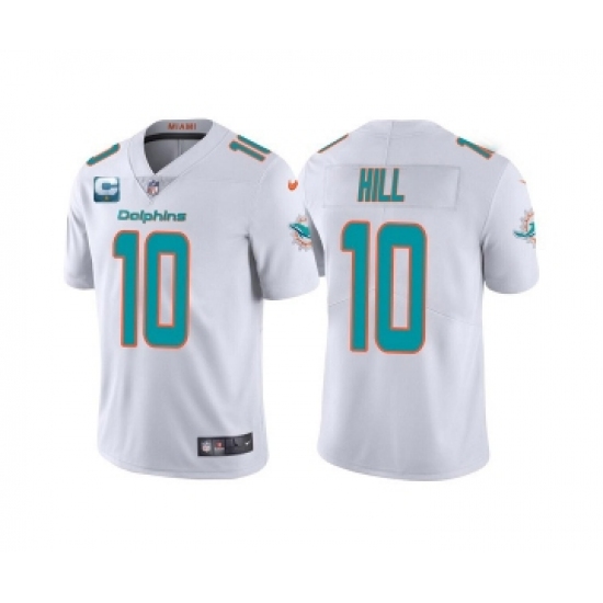 Men's Miami Dolphins 2022 10 Tyreek Hill White With 2-star C Patch Vapor Untouchable Limited Stitched Football Jersey