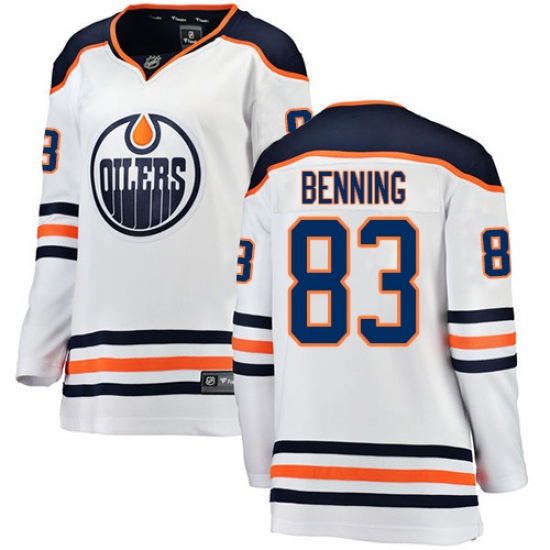 Women's Edmonton Oilers 83 Matt Benning Authentic White Away Fanatics Branded Breakaway NHL Jersey