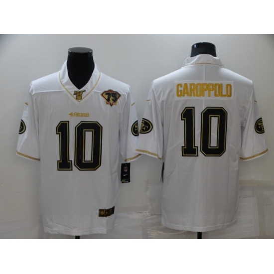 Men's San Francisco 49ers 10 Jimmy Garoppolo Nike White-Gold Limited Throwback Jersey