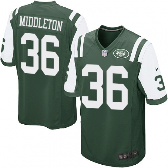 Men's Nike New York Jets 36 Doug Middleton Game Green Team Color NFL Jersey