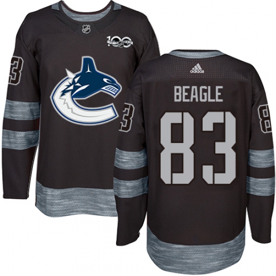 Men's Adidas Vancouver Canucks 83 Jay Beagle Authentic Black 1917-2017 100th Anniversary NHL Jersey