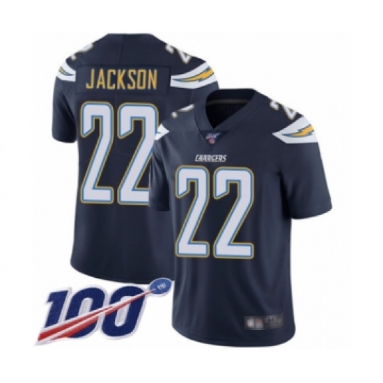 Men's Los Angeles Chargers 22 Justin Jackson Navy Blue Team Color Vapor Untouchable Limited Player 100th Season Football Jersey