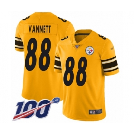 Men's Pittsburgh Steelers 88 Nick Vannett Limited Gold Inverted Legend 100th Season Football Jersey