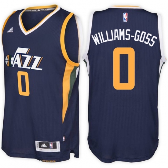 Utah Jazz 0 Nigel Williams-Goss Road Navy New Swingman Stitched NBA Jersey