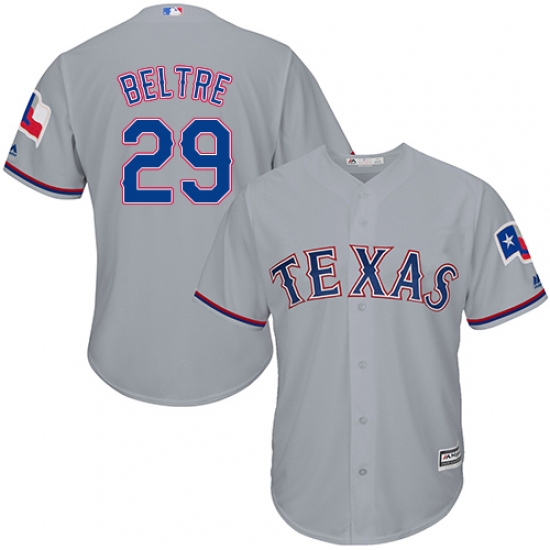 Men's Majestic Texas Rangers 29 Adrian Beltre Replica Grey Road Cool Base MLB Jersey