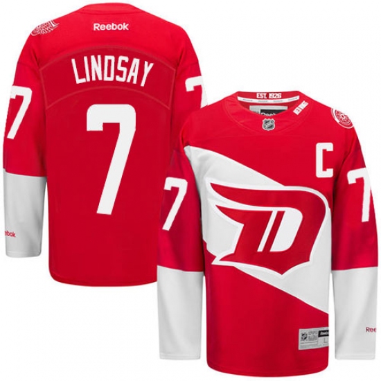Men's Reebok Detroit Red Wings 7 Ted Lindsay Authentic Red 2016 Stadium Series NHL Jersey