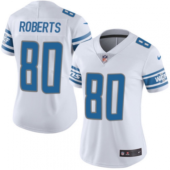 Women's Nike Detroit Lions 80 Michael Roberts Elite White NFL Jersey