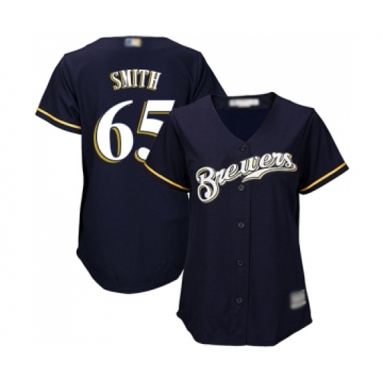 Women's Milwaukee Brewers 65 Burch Smith Authentic Navy Blue Alternate Cool Base Baseball Jersey