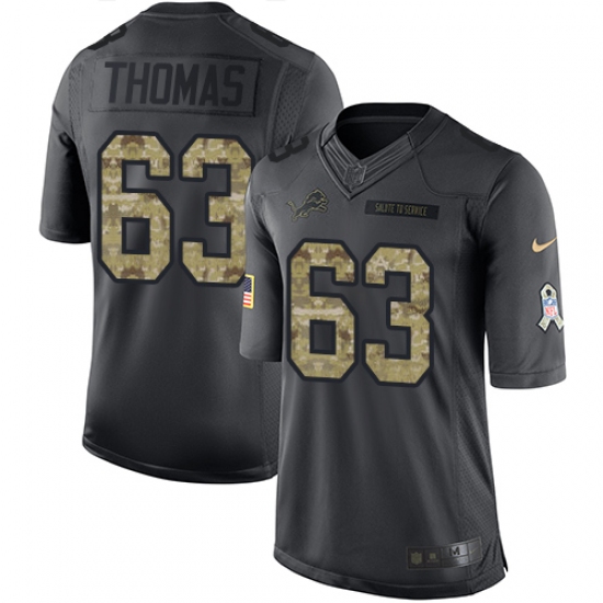 Youth Nike Detroit Lions 63 Brandon Thomas Limited Black 2016 Salute to Service NFL Jersey