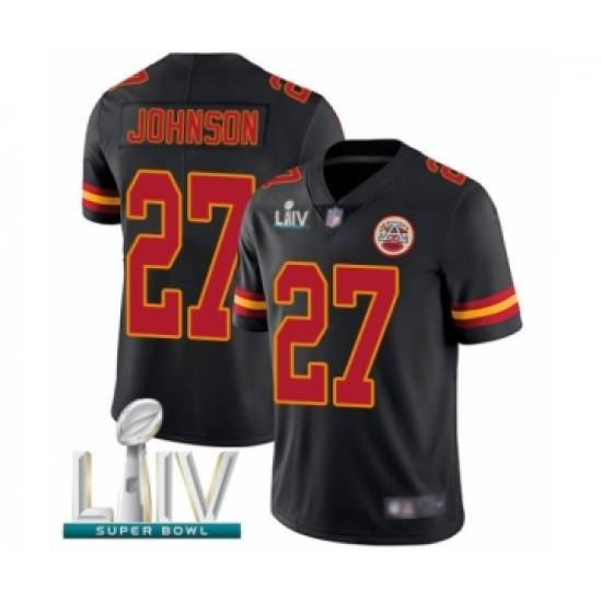 Men's Kansas City Chiefs 27 Larry Johnson Limited Black Rush Vapor Untouchable Super Bowl LIV Bound Football Jersey