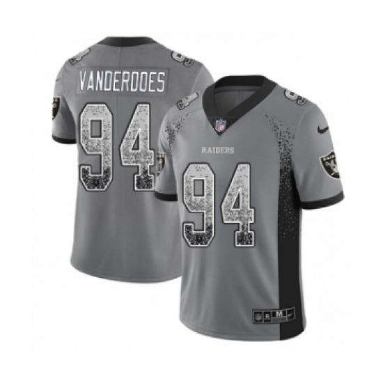 Men's Nike Oakland Raiders 94 Eddie Vanderdoes Limited Gray Rush Drift Fashion NFL Jersey