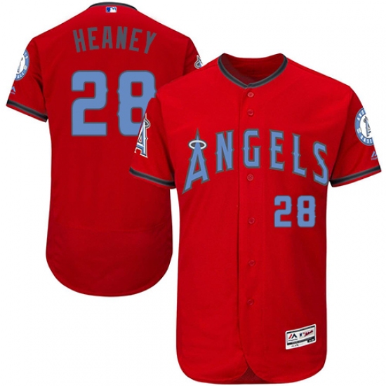 Men's Majestic Los Angeles Angels of Anaheim 28 Andrew Heaney Authentic Red 2016 Father's Day Fashion Flex Base MLB Jersey