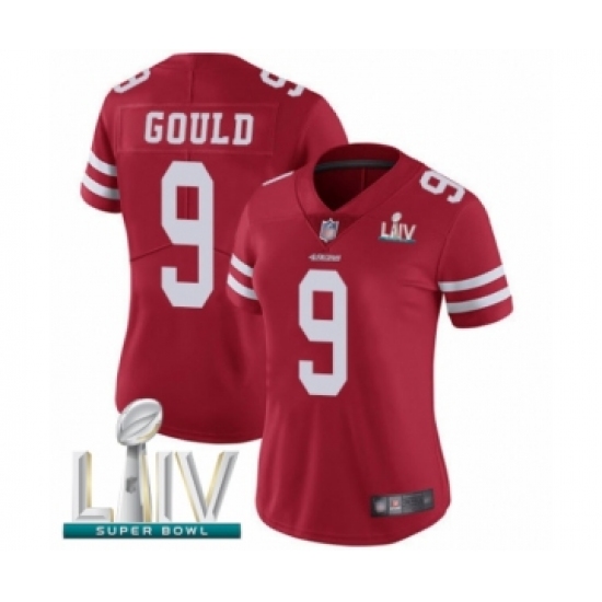 Women's San Francisco 49ers 9 Robbie Gould Red Team Color Vapor Untouchable Limited Player Super Bowl LIV Bound Football Jersey