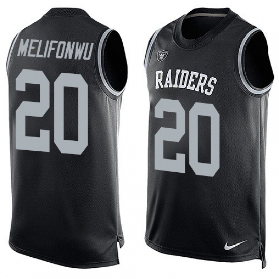 Men's Nike Oakland Raiders 20 Obi Melifonwu Limited Black Player Name & Number Tank Top NFL Jersey