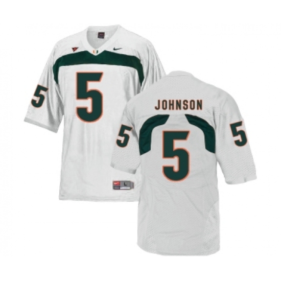 Miami Hurricanes 5 Andre Johnson White College Football Jersey