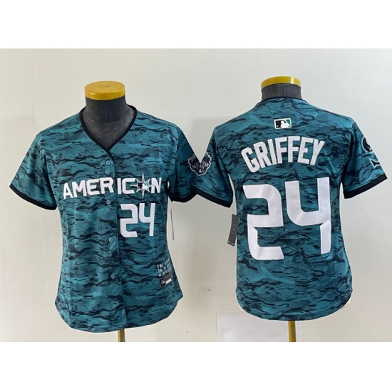 Youth Seattle Mariners 24 Ken Griffey Number Teal 2023 All Star Cool Base Stitched Jersey