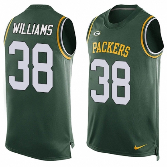 Men's Nike Green Bay Packers 38 Tramon Williams Limited Green Player Name & Number Tank Top NFL Jersey