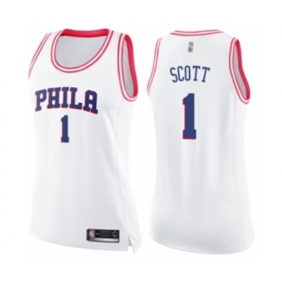 Women's Philadelphia 76ers 1 Mike Scott Swingman White Pink Fashion Basketball Jersey