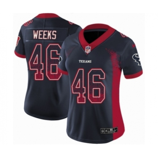 Women's Nike Houston Texans 46 Jon Weeks Limited Navy Blue Rush Drift Fashion NFL Jersey