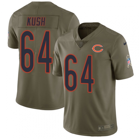 Men's Nike Chicago Bears 64 Eric Kush Limited Olive 2017 Salute to Service NFL Jersey
