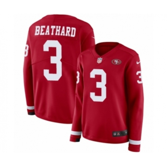 Women's Nike San Francisco 49ers 3 C. J. Beathard Limited Red Therma Long Sleeve NFL Jersey