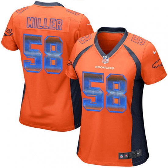Women's Nike Denver Broncos 58 Von Miller Limited Orange Strobe NFL Jersey