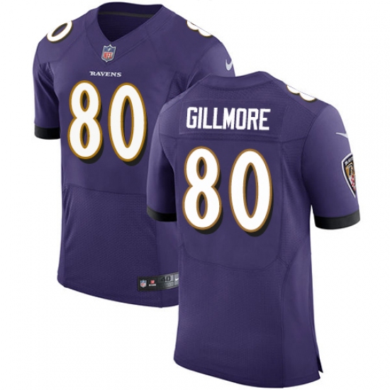 Men's Nike Baltimore Ravens 80 Crockett Gillmore Elite Purple Team Color NFL Jersey