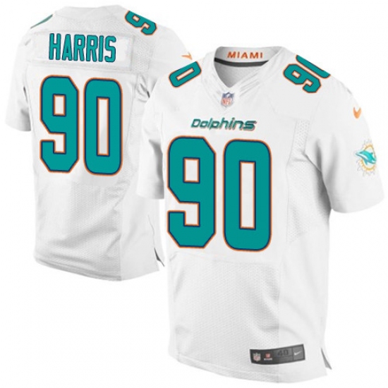 Men's Nike Miami Dolphins 90 Charles Harris Elite White NFL Jersey