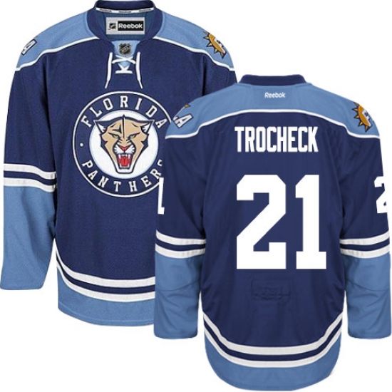 Men's Reebok Florida Panthers 21 Vincent Trocheck Premier Navy Blue Third NHL Jersey