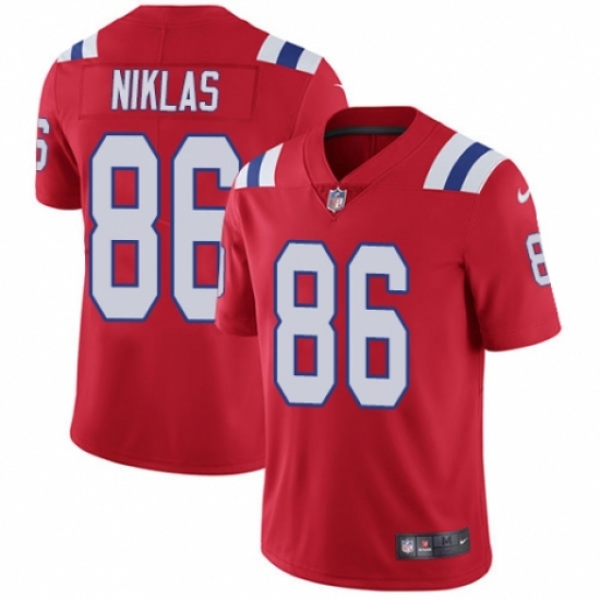 Men's Nike New England Patriots 86 Troy Niklas Red Alternate Vapor Untouchable Limited Player NFL Jersey