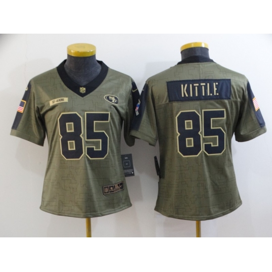 Women's San Francisco 49ers 85 George Kittle Nike Olive 2021 Salute To Service Limited Player Jersey