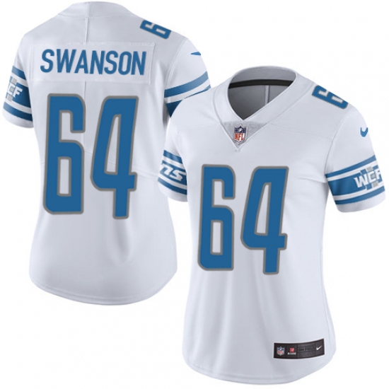 Women's Nike Detroit Lions 64 Travis Swanson Limited White Vapor Untouchable NFL Jersey