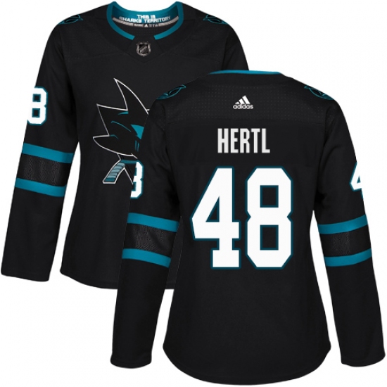 Women's Adidas San Jose Sharks 48 Tomas Hertl Premier Black Alternate NHL Jersey