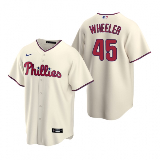 Men's Nike Philadelphia Phillies 45 Zack Wheeler Cream Alternate Stitched Baseball Jersey