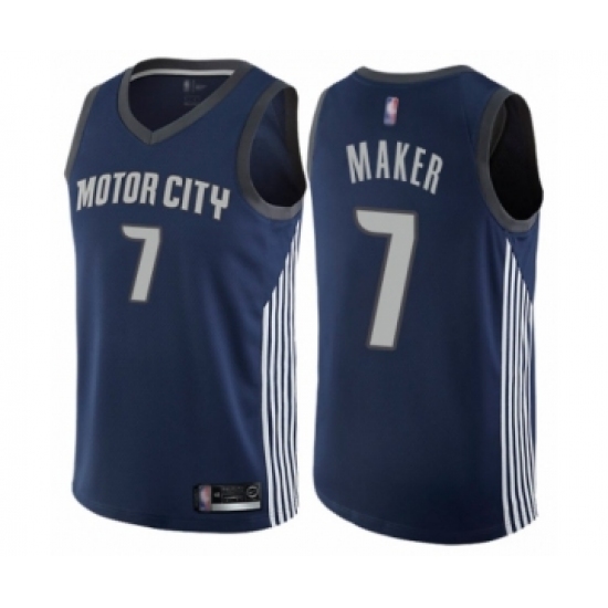 Men's Detroit Pistons 7 Thon Maker Authentic Navy Blue Basketball Jersey - City Edition