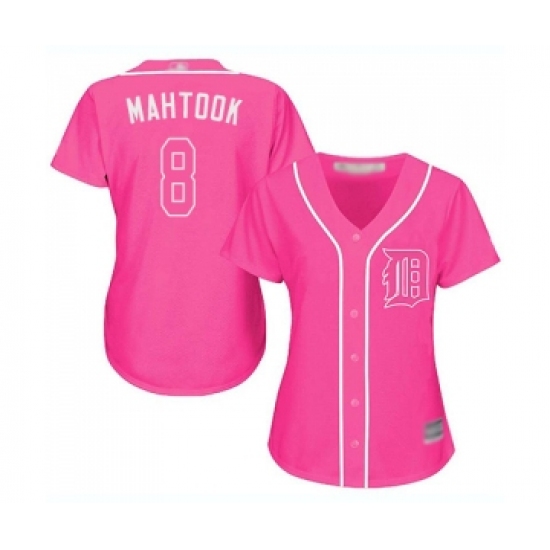 Women's Detroit Tigers 8 Mikie Mahtook Replica Pink Fashion Cool Base Baseball Jersey