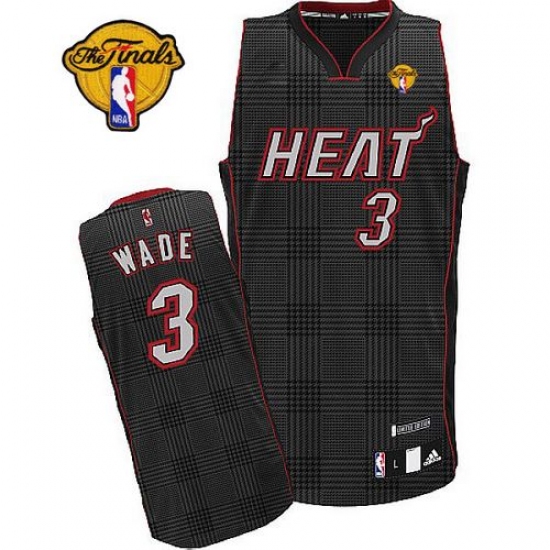 Men's Adidas Miami Heat 3 Dwyane Wade Authentic Black Rhythm Fashion Finals Patch NBA Jersey
