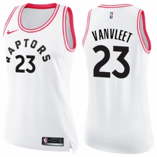Women's Nike Toronto Raptors 23 Fred VanVleet Swingman White/Pink Fashion NBA Jersey