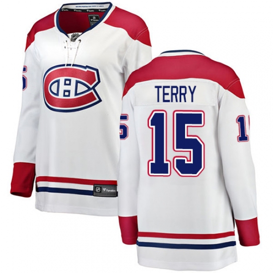 Women's Montreal Canadiens 15 Chris Terry Authentic White Away Fanatics Branded Breakaway NHL Jersey