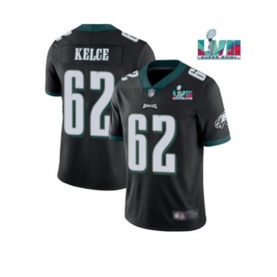 Men's Philadelphia Eagles 62 Jason Kelce Black Super Bowl LVII Patch Vapor Untouchable Limited Stitched Jersey