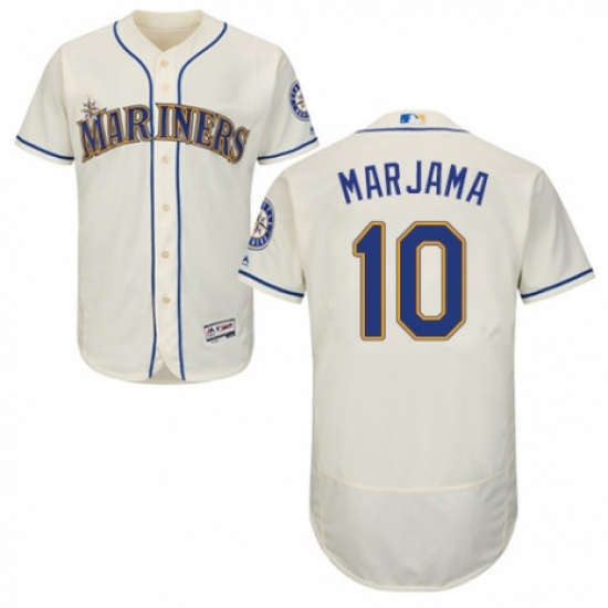 Men's Majestic Seattle Mariners 10 Mike Marjama Cream Alternate Flex Base Authentic Collection MLB Jersey